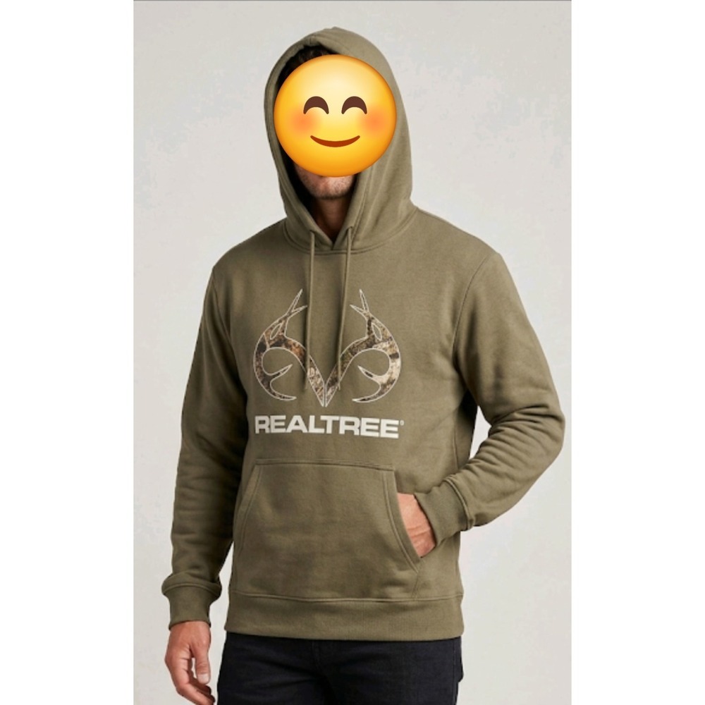 Realtree Hoodie Mens Large Green Pullover Sweatshirt Long Sleeve Hunting